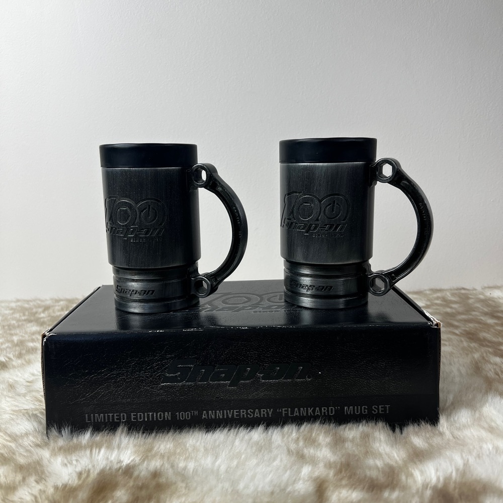 NIB Snap On 100th Anniversary Limited Edition Flankard Hex Mugs Set (2)